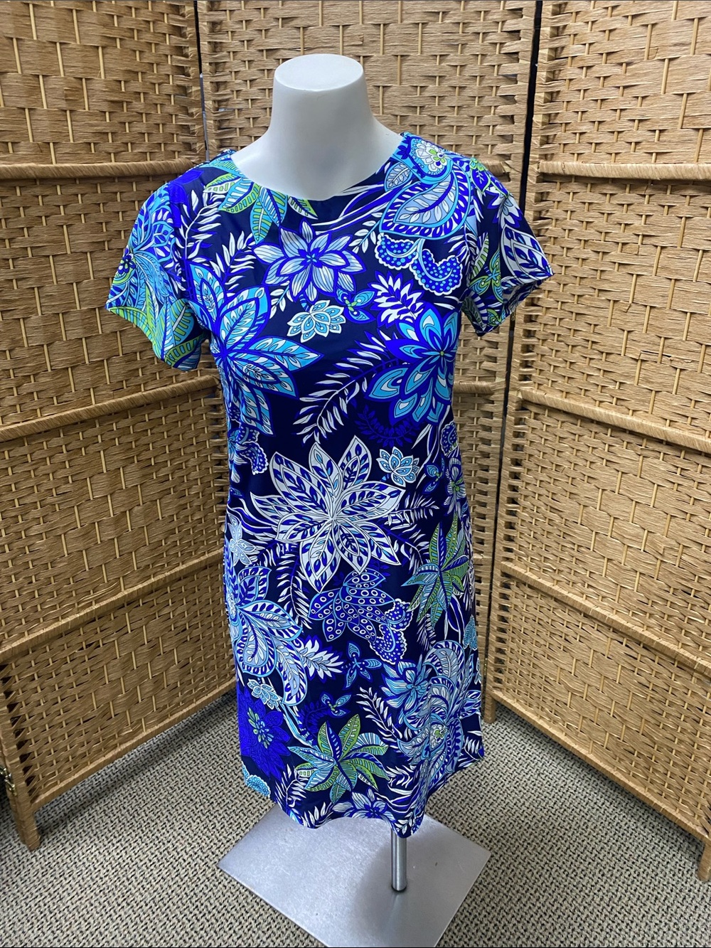 Women’s Blue Floral Short Sleeve Dress